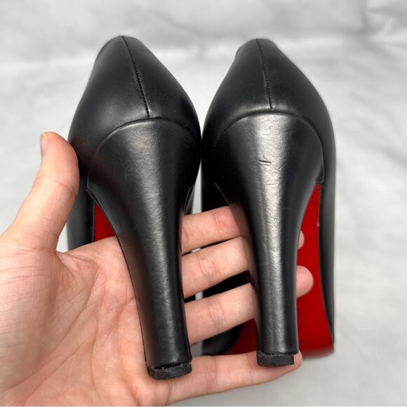 NEW Christian Louboutin Vintage Squared Toe Block Heel Pumps Black Classic 40.5 - Picture 8 of 14